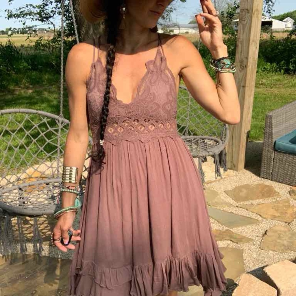 Elegant Lace Mini Dress in Terracotta